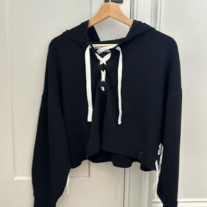 Halle Berry x Sweaty Betty cropped lace-up waffle top